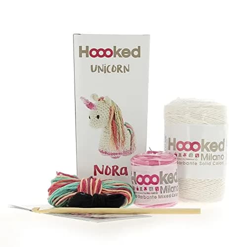 Hoooked Unicorn Nora Yarn Kit W/Eco Brabante Yarn-Off White | Recycled Cotton Art & Craft Kit for DIY Creators thumbnail 2