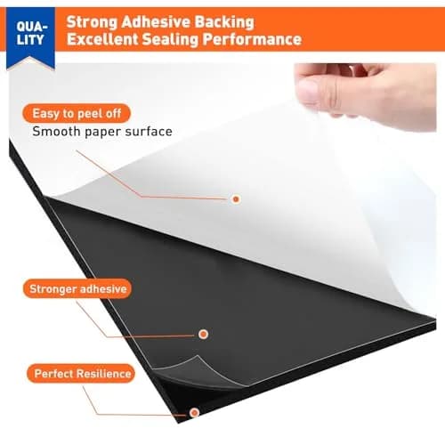 MAGZO Adhesive Sponge Neoprene Foam Padding 12" x 59" x 1/2" Black | Weatherproof Soundproof Insulation for Cars & Machinery thumbnail 3