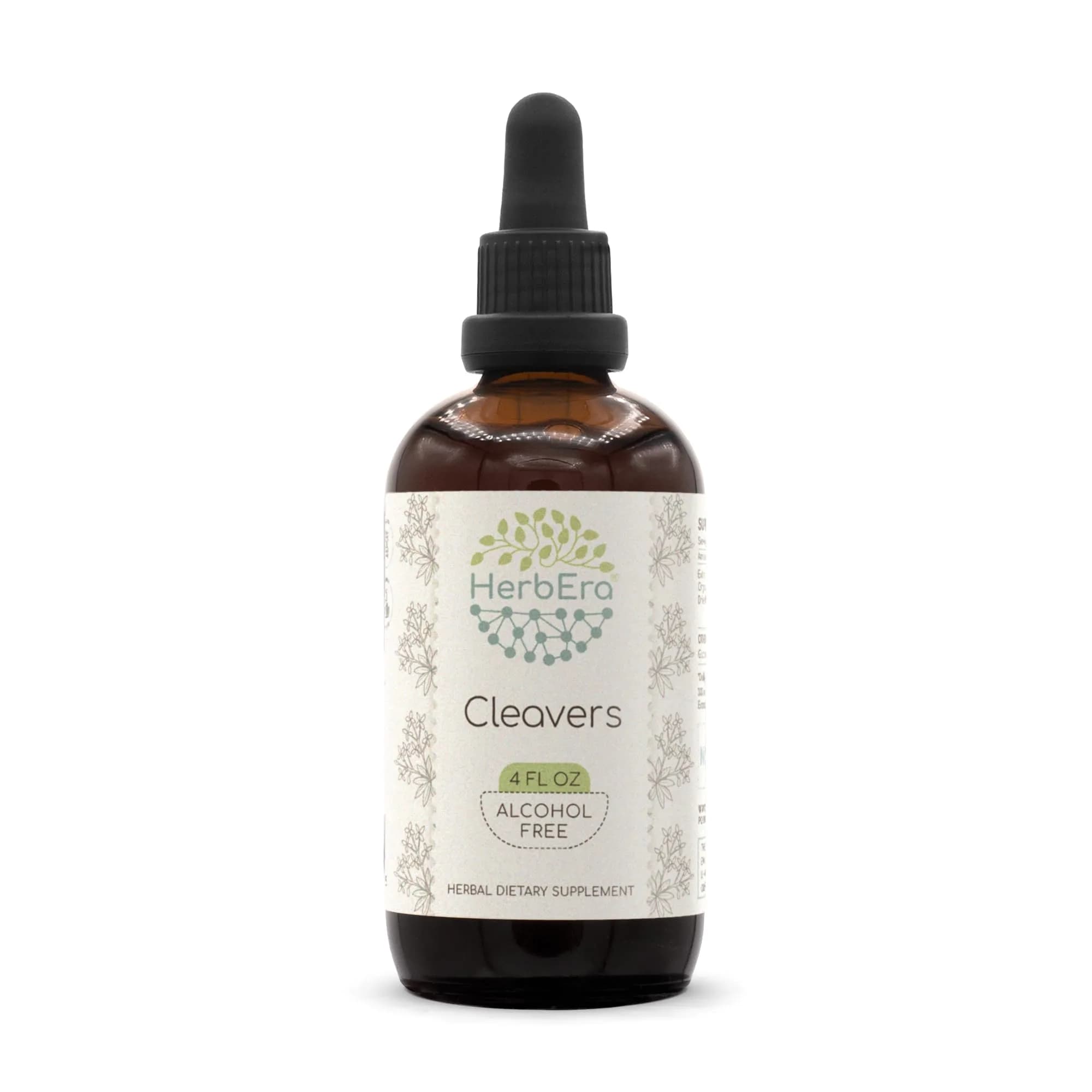 HerbEra Cleavers B120 Alcohol-Free Herbal Extract Tincture 118ml (4 fl oz) | Natural Cleavers Drops for Wellness