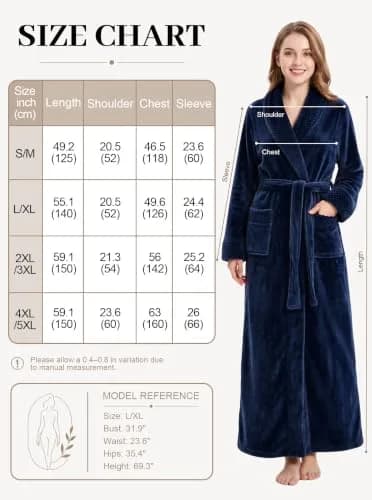 Artfasion Women's Long Flannel Bathrobe Ultra Soft Plush Microfiber Fleece Robe, Purple, Large/X-Large thumbnail 7