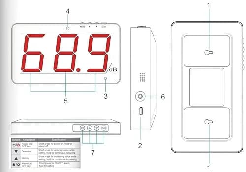 TestHelper SW-525A Sound Level Meter 30-130dB Large Screen Red LCD Wall Hanging thumbnail 6