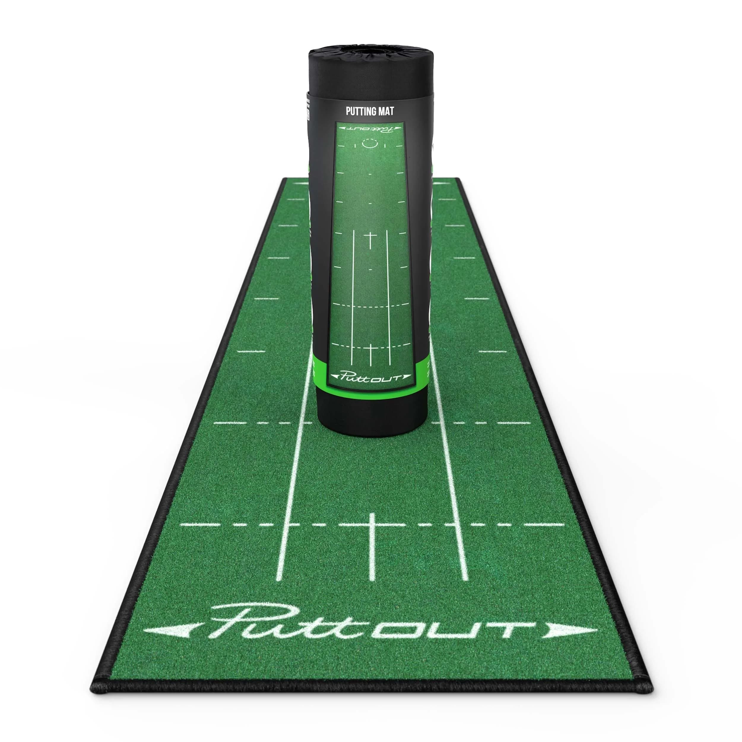 PuttOut Medium Putting Mat - Perfect Your Golf Putting (7.9ft x 1.6ft) | Smooth Medium-Fast Roll for Home Practice - main product image
