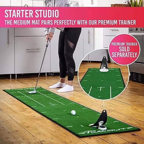 PuttOut Medium Putting Mat - Perfect Your Golf Putting (7.9ft x 1.6ft) | Smooth Medium-Fast Roll for Home Practice thumbnail 8
