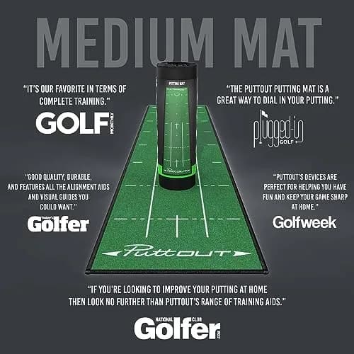 PuttOut Medium Putting Mat - Perfect Your Golf Putting (7.9ft x 1.6ft) | Smooth Medium-Fast Roll for Home Practice thumbnail 9
