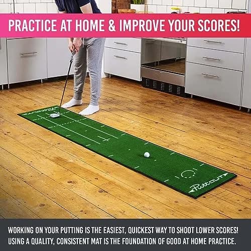 PuttOut Medium Putting Mat - Perfect Your Golf Putting (7.9ft x 1.6ft) | Smooth Medium-Fast Roll for Home Practice thumbnail 3