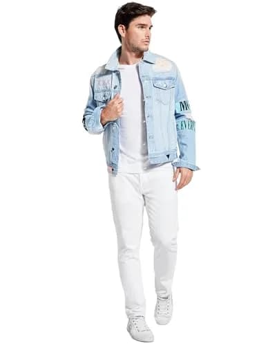 GUESS Mens Essentials Short Sleeve Embroidered Logo Crew Shirt, Pure White, Medium US | Classic Cotton Fit thumbnail 3