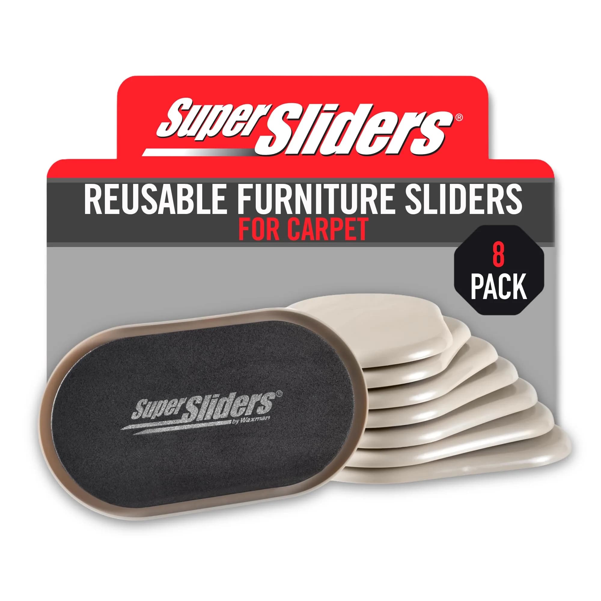Super Sliders 3.5" x 6" Oval Reusable Furniture Sliders for Hard Surfaces | Set of 4 Beige — Large Oval