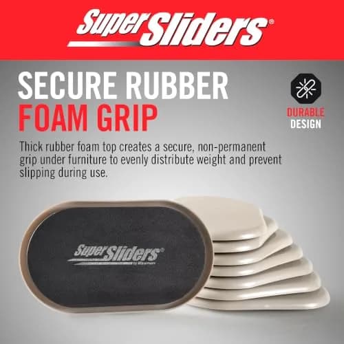 Super Sliders Reusable XL Heavy Furniture Moving Sliders 23cm x 14.6cm (9.5" x 5.75") | For Carpet, Hardwood, Tile & Linoleum thumbnail 4