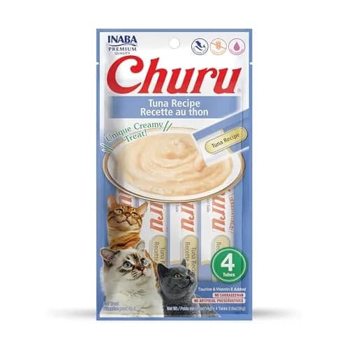 INABA Churu Cat Treats Tuna Recipe Lickable Purée, 0.5 oz Tubes (Pack of 4) thumbnail 1