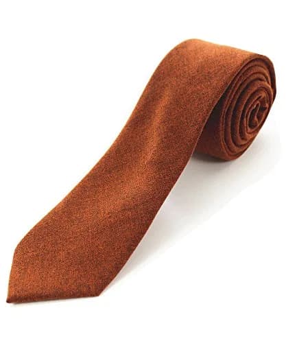 JEMYGINS Orange Cotton Cashmere Wool Skinny Tie 6cm (2.4") x 147cm (58") | Unique Design for Standout Style thumbnail 1
