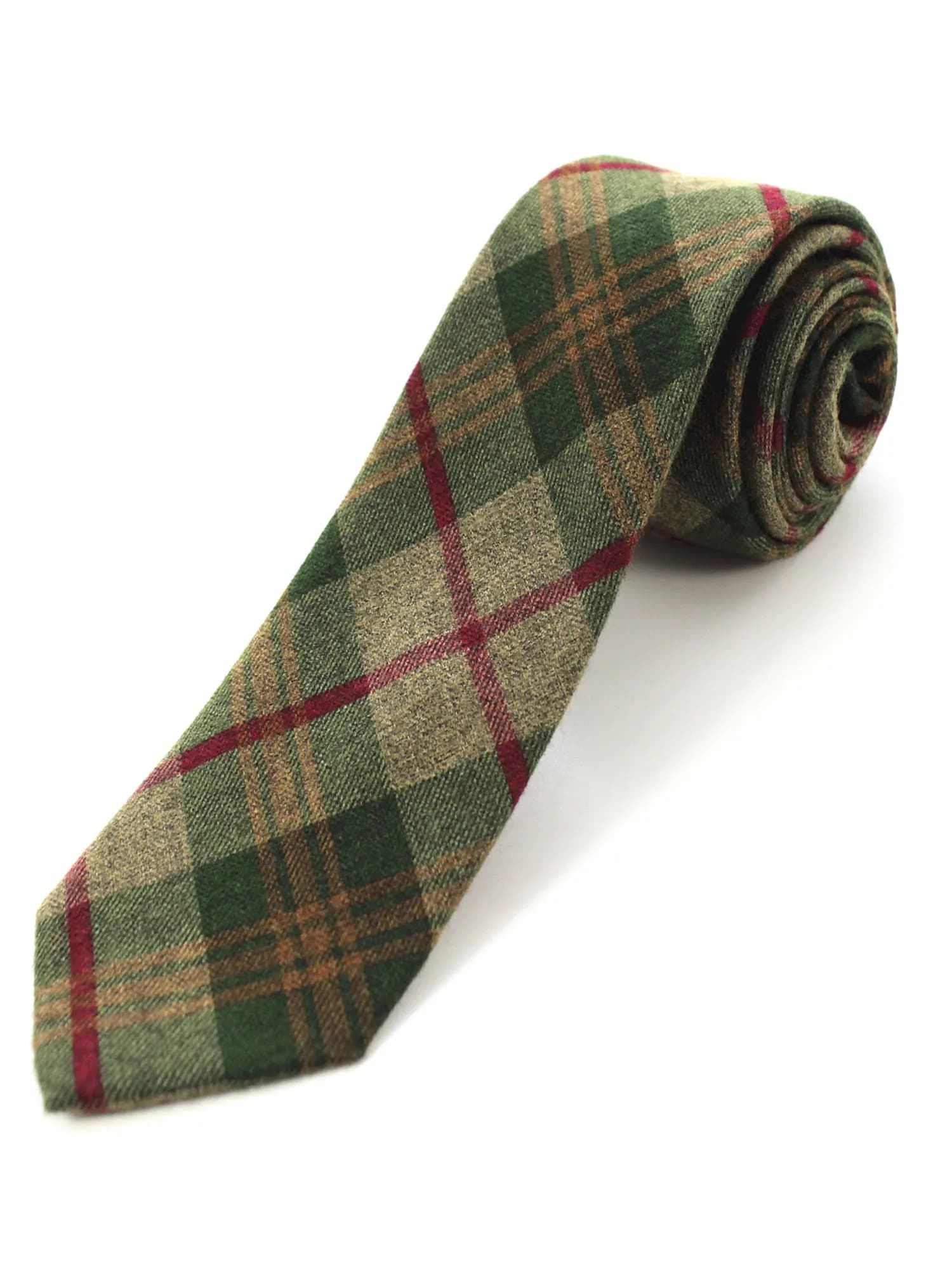 JEMYGINS 2.4" Mens Cotton Skinny Tie Plaid Cashmere Wool | Unique Design for Formal & Party Wear - main product image