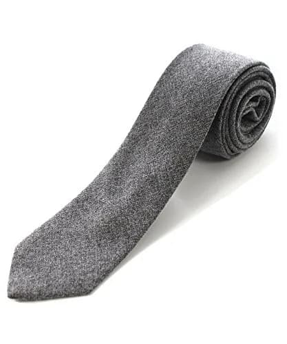 JEMYGINS 2.4" Cotton Necktie Gray Mens Cashmere Wool Skinny Tie | Unique Design for Business & Party thumbnail 1