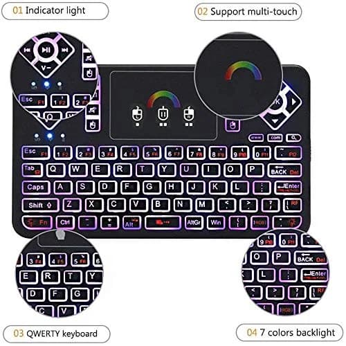 Dupad story Q9 Mini Wireless Keyboard with Touchpad | Colorful Backlit Compact Rechargeable Keyboard for PC, Android TV, Raspberry Pi, Windows thumbnail 5