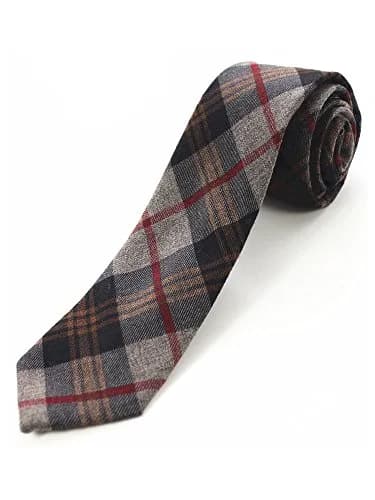 JEMYGINS 2.4" Mens Cotton Skinny Tie Plaid Cashmere Wool Necktie | Unique Design for Business & Party thumbnail 1