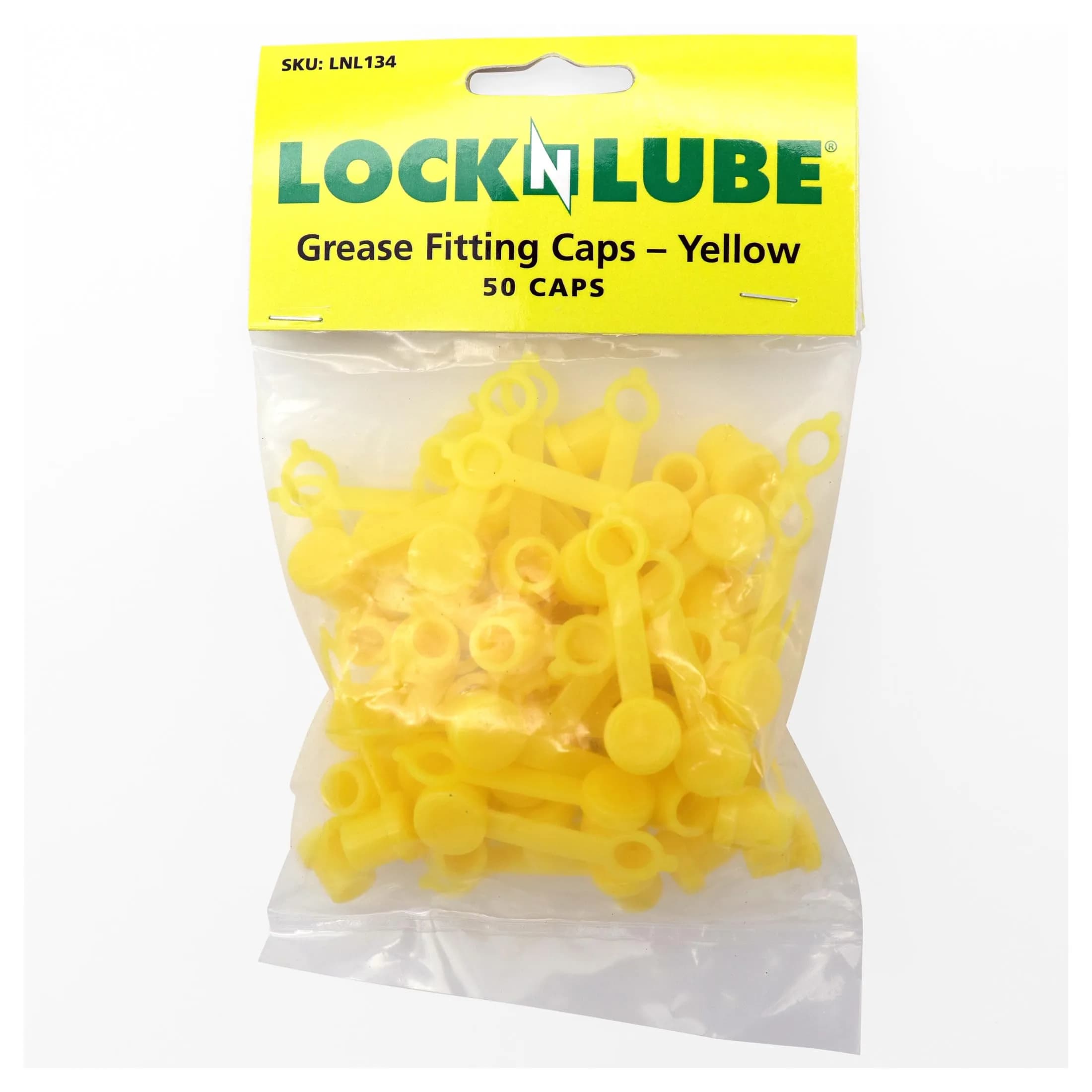 LockNLube Grease Fitting Caps 50 count Yellow | Fits Standard & Metric Fittings - main product image