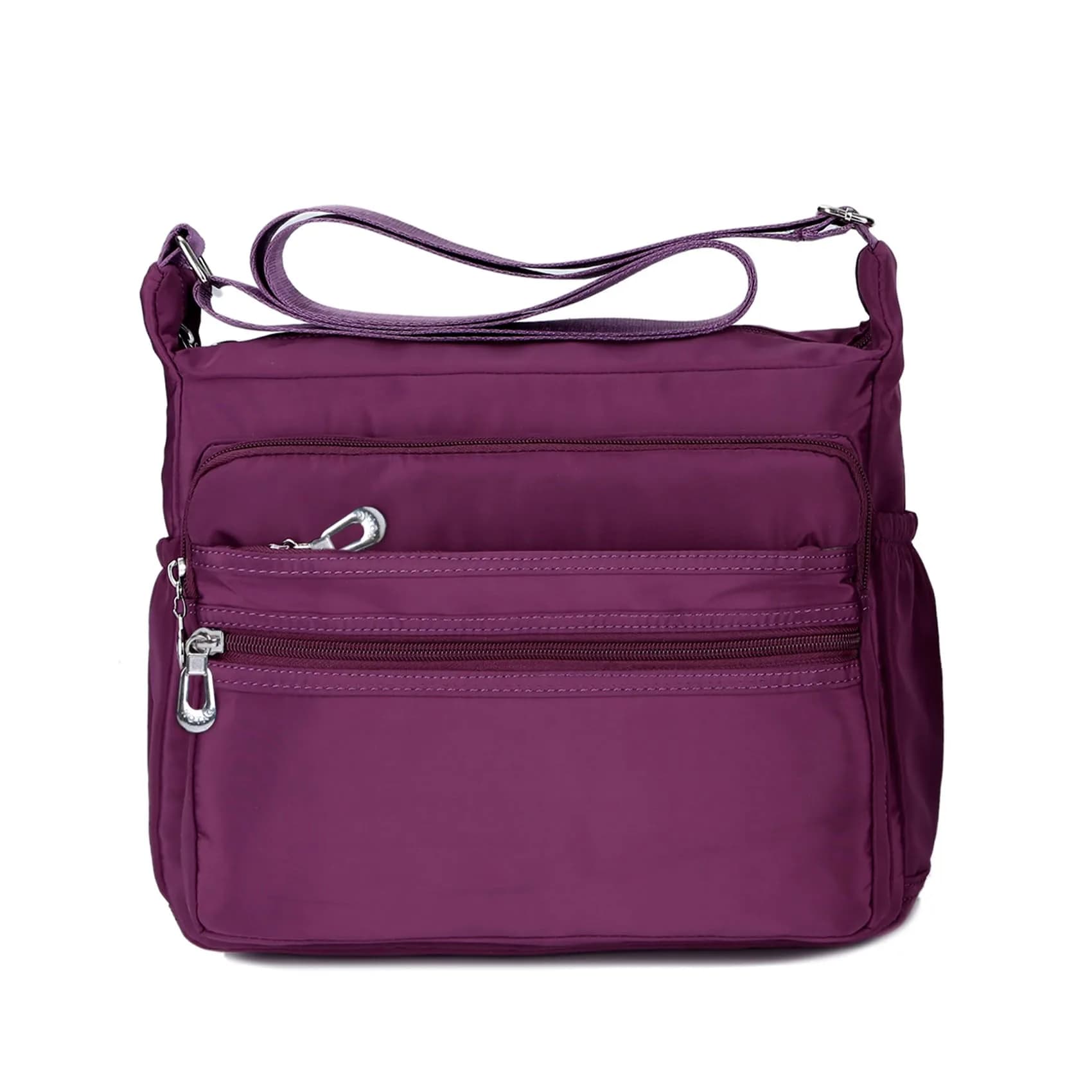 NOTAG Large Black Crossbody Bag for Women | Water Resistant Nylon Purse with Adjustable Strap & Multi-Pocket — Purple-l