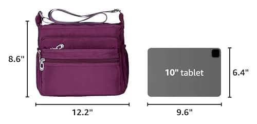 NOTAG Purple Nylon Crossbody Bag for Women, Large 31cm (12.2 inches) | Water Resistant Shoulder Bag with Adjustable Strap thumbnail 3