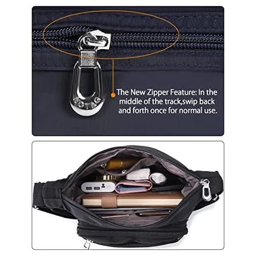 NOTAG Waterproof Crossbody Bag for Women - Small Size Navy Blue | Lightweight Nylon Shoulder Purse with Multiple Pockets thumbnail 6