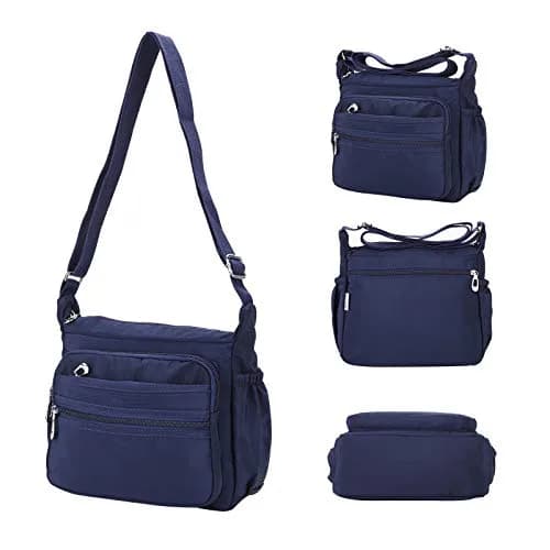 NOTAG Waterproof Crossbody Bag for Women - Small Size Navy Blue | Lightweight Nylon Shoulder Purse with Multiple Pockets thumbnail 8