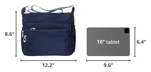 NOTAG Waterproof Crossbody Bag for Women - Small Size Navy Blue | Lightweight Nylon Shoulder Purse with Multiple Pockets thumbnail 3