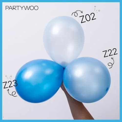 PartyWoo Blue and White Balloons 100pcs 12 Inch Pearl Blue White Balloons | ASTM Certified Latex Party Balloons thumbnail 2