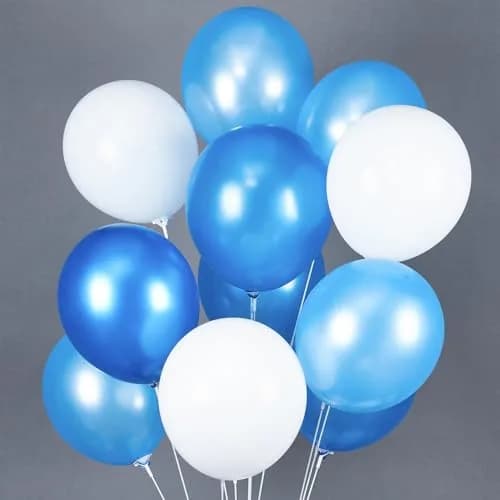 PartyWoo Blue and White Balloons 100pcs 12 Inch Pearl Blue White Balloons | ASTM Certified Latex Party Balloons thumbnail 3