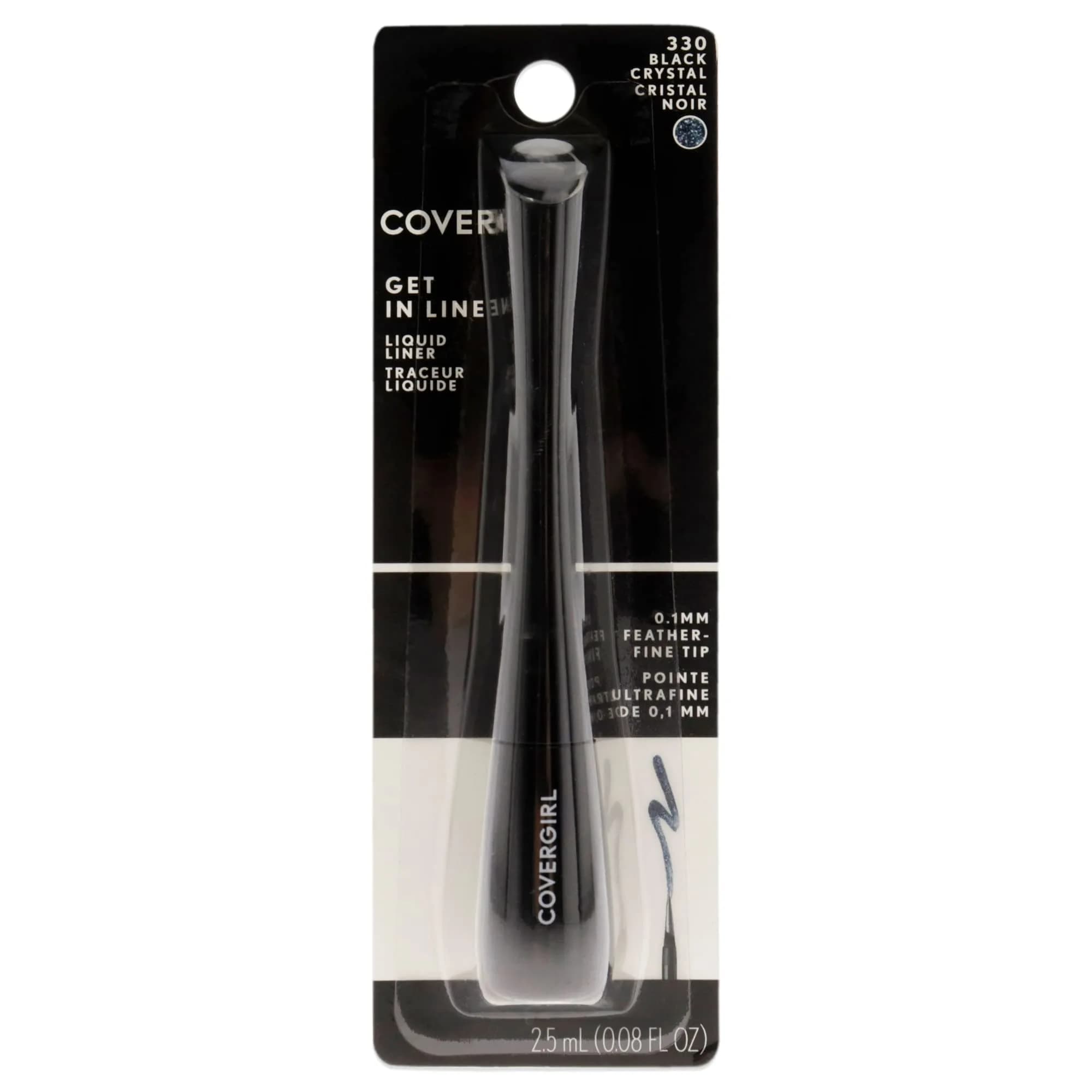 COVERGIRL Get In Line Active Eyeliner Pencil Amber Intensity 0.36 oz (10.2 g) | Waterproof 24HR Wear — Black Crystal
