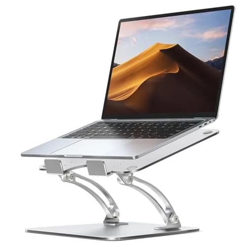 Nulaxy Ergonomic Adjustable Laptop Stand for Desk, Dual Foldable Computer Riser with Advanced Heat-Vent, Heavy-Duty Portable Notebook Holder for Posture Correction, Compatible with Mac 10-16" Laptops thumbnail 1