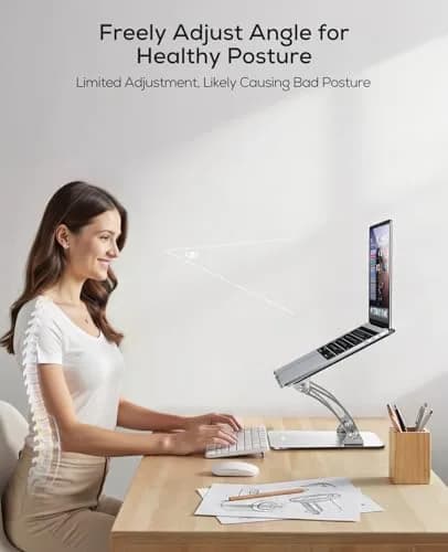 Nulaxy Ergonomic Adjustable Laptop Stand for Desk, Dual Foldable Computer Riser with Advanced Heat-Vent, Heavy-Duty Portable Notebook Holder for Posture Correction, Compatible with Mac 10-16" Laptops thumbnail 2