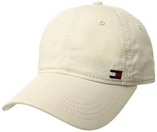 Tommy Hilfiger Dad Hat Billy Corner Flag Cap Hat, Navy Blazer, O/S | Classic Cotton Baseball Cap — Stone