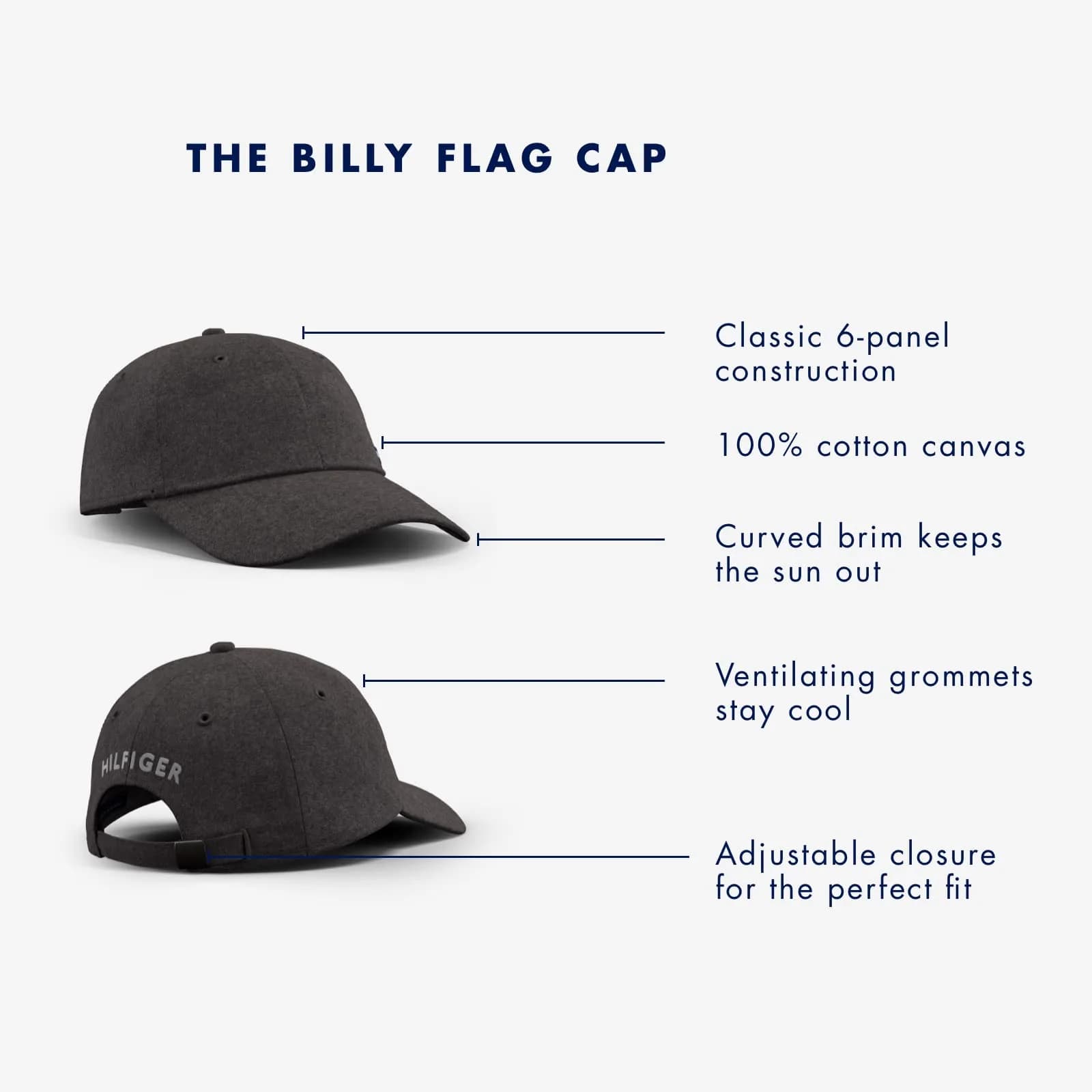 Tommy Hilfiger Men's Billy Corner Flag Dad Hat, Stone, One Size thumbnail 4