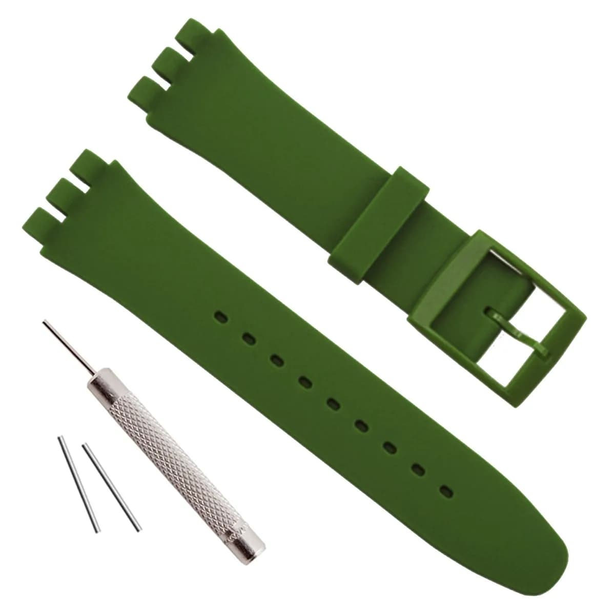 GREENOLIVE Silicone Watch Band 19mm | Waterproof, Minimalist, Black, Simple — Blackish Green / 19mm