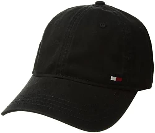 Tommy Hilfiger Men's Billy Corner Flag Dad Hat Black One Size | Classic Cotton Cap with Adjustable Strap thumbnail 1