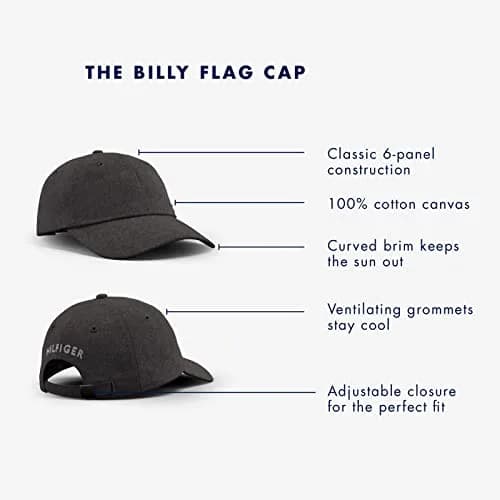 Tommy Hilfiger Men's Billy Corner Flag Dad Hat Black One Size | Classic Cotton Cap with Adjustable Strap thumbnail 4