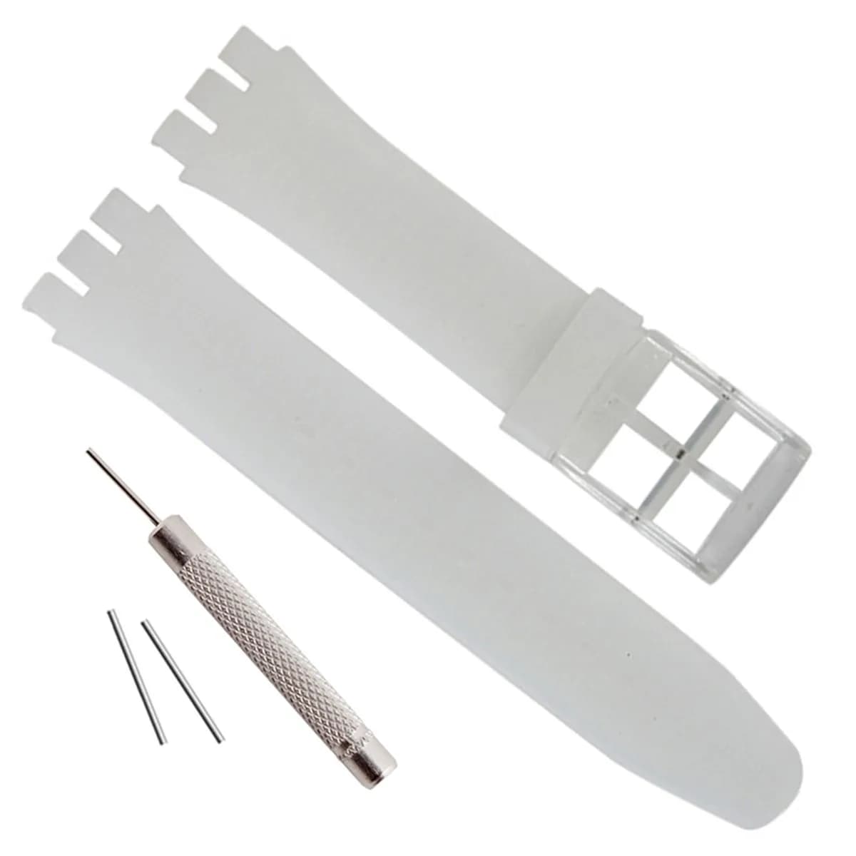 GREENOLIVE Replacement Silicone Watch Strap for Swatch 17mm Translucent | Lightweight & Waterproof - main product image