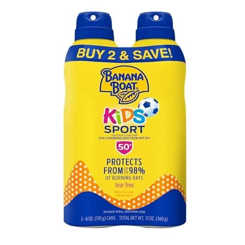 Banana Boat Sport Kids Sunscreen Spray SPF 50 Twin Pack | Tear-Free & Sting-Free Protection for Sensitive Skin thumbnail 1