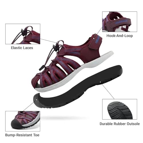 DREAM PAIRS Women's Closed Toe Sport Sandals 24cm (9.5 US) | Adjustable Straps & Cushioned Footbed thumbnail 7