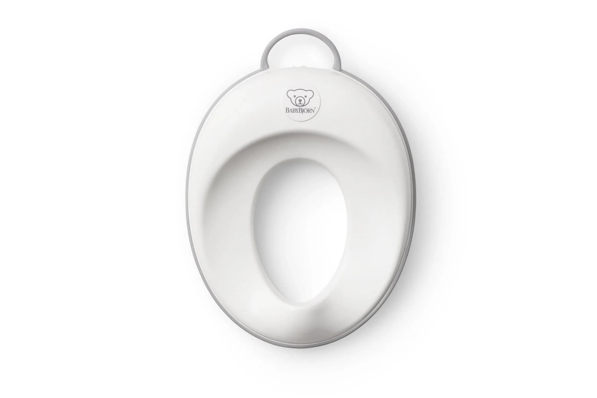 BabyBjörn Toilet Trainer White/Gray | Ergonomic Design for Toddlers, Easy Clean Splashguard - main product image