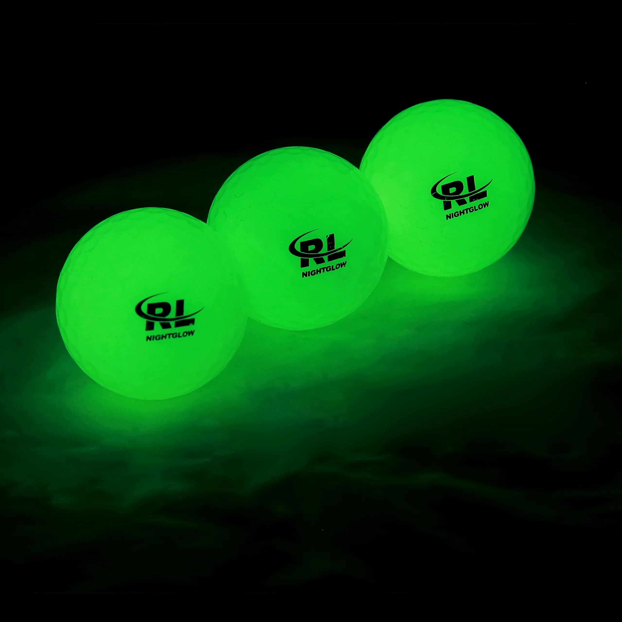 R&L Glow Golf Balls for Night Sports - Tournament Fluorescent 6 Pack | Rechargeable with UV Flashlight — + Flashlight