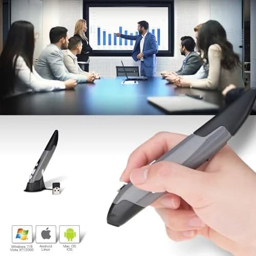 lychee Wireless Optical Pen Mouse Grey | 1600 DPI Adjustable Handwriting Mini Air Mouse for PC Laptop Mac thumbnail 2