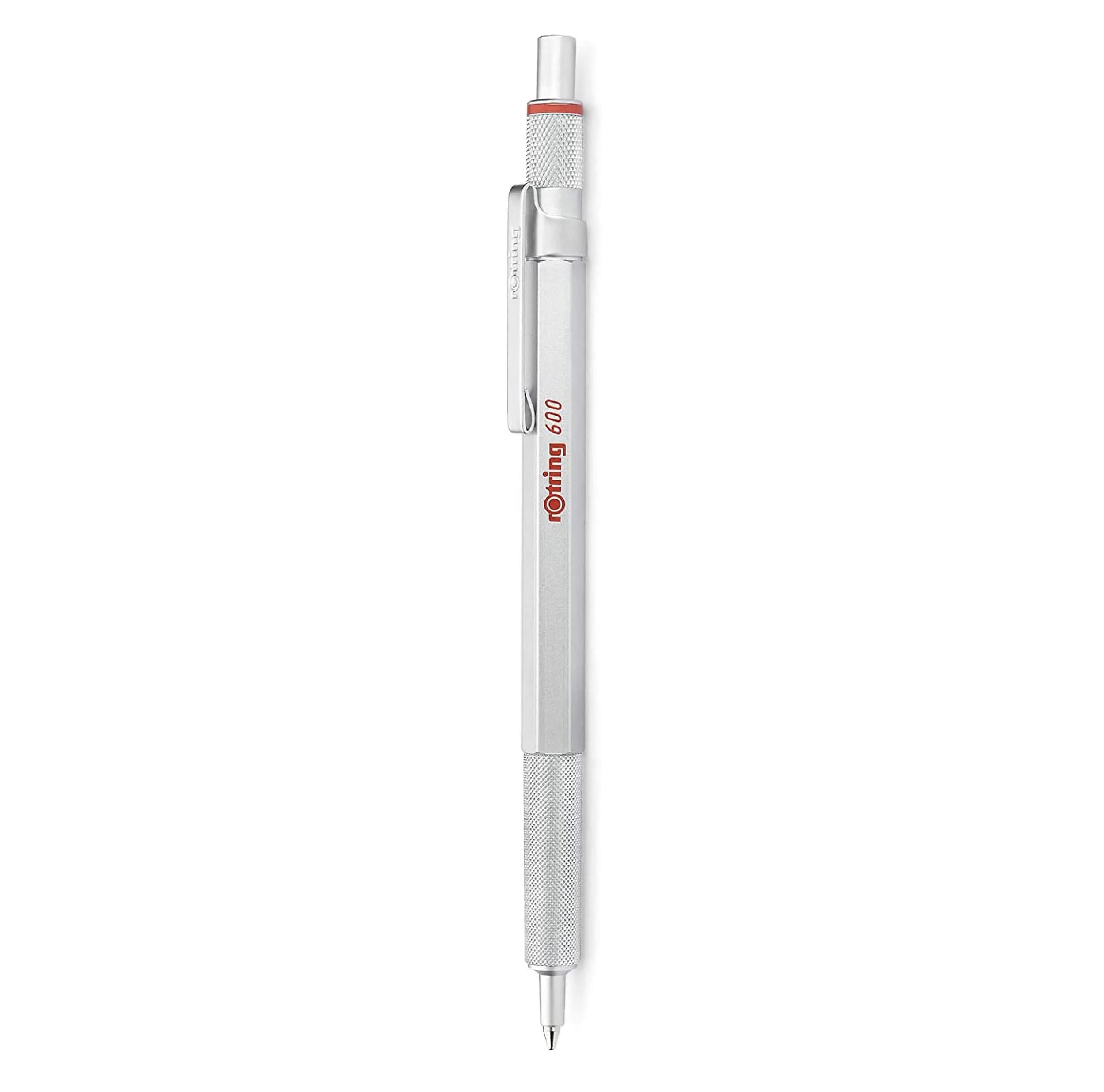 Rotring 600 Ballpoint Pen, Medium Point, Black Ink, Silver Metal Barrel, Refillable, 1 Count | Smooth Ink Flow - main product image