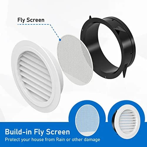 Hon&Guan 8'' Soffit Exhaust Vent, 200mm Round Wall Vent Cover for Bathroom Office Home thumbnail 2