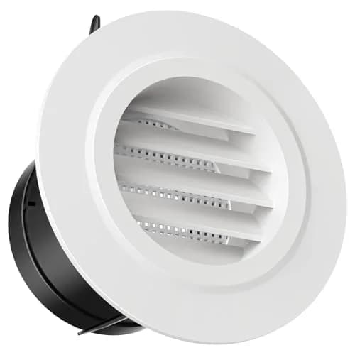 Hon&Guan 3 in Soffit Exhaust Vent, Round 75mm Vent Cover with Fly Screen for Bathroom Office Home thumbnail 1