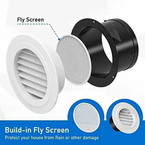 Hon&Guan 5 in Soffit Exhaust Vent ø125mm | Round Air Vent Cover with Fly Screen for Bathroom Office Home thumbnail 2