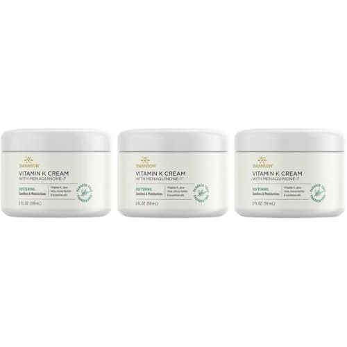 Swanson Vitamin K Cream with Menaquinone-7, 2 fl oz (59 ml) Bottles, Pack of 3 | Brightens Under-Eye Dark Circles thumbnail 1