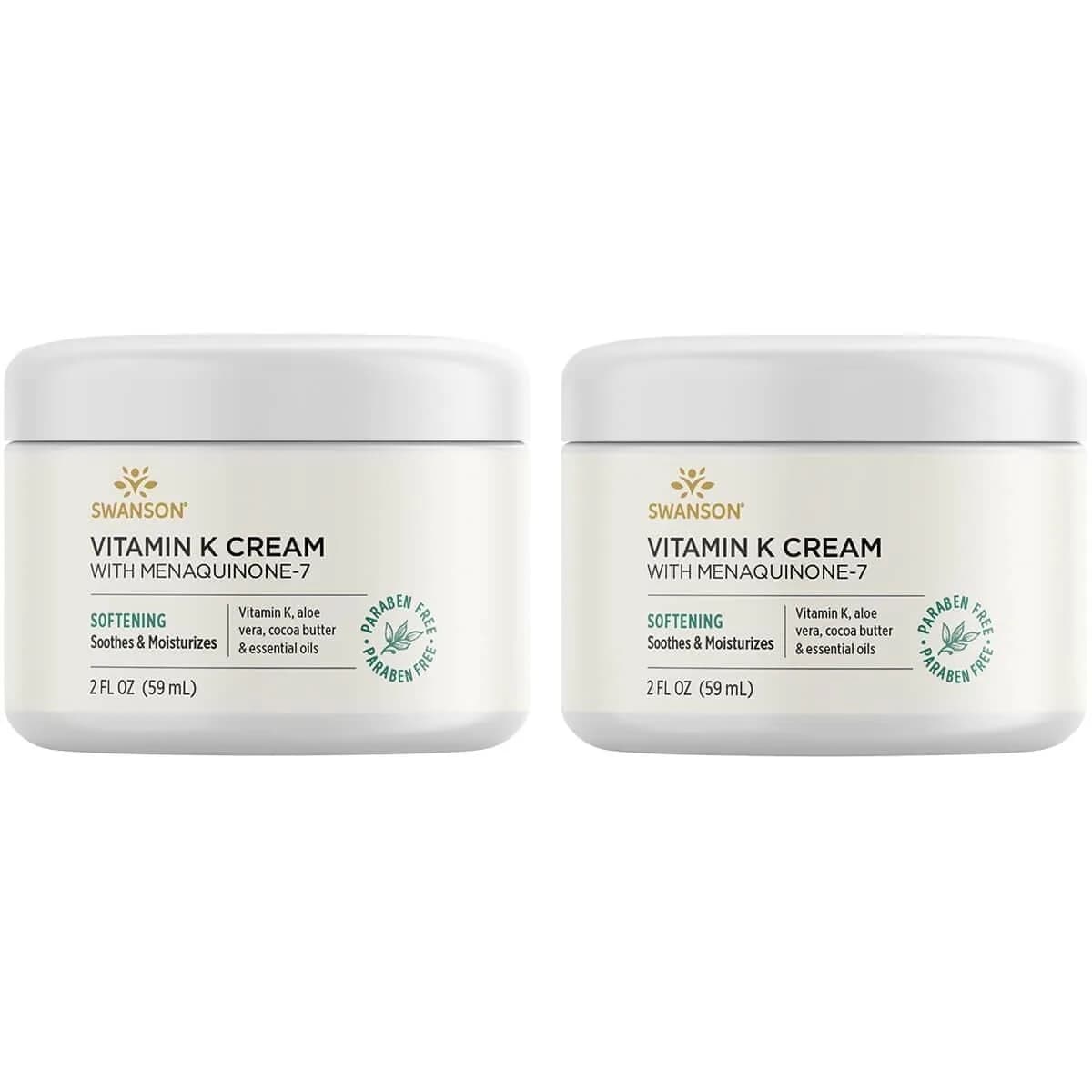 Swanson Vitamin K Cream with Menaquinone-7 59ml (2 fl oz) 2-Pack | Brightens Dark Circles - main product image