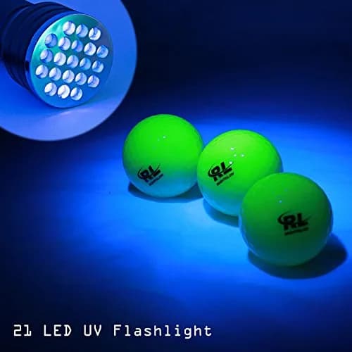 R&L Glow Golf Balls for Night Sports - Tournament Fluorescent 6 Pack | Rechargeable with UV Flashlight thumbnail 6