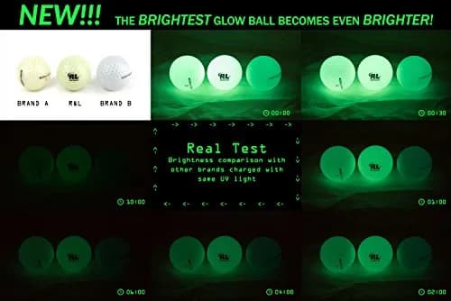 R&L Glow Golf Balls for Night Sports - Tournament Fluorescent 6 Pack | Rechargeable with UV Flashlight thumbnail 3