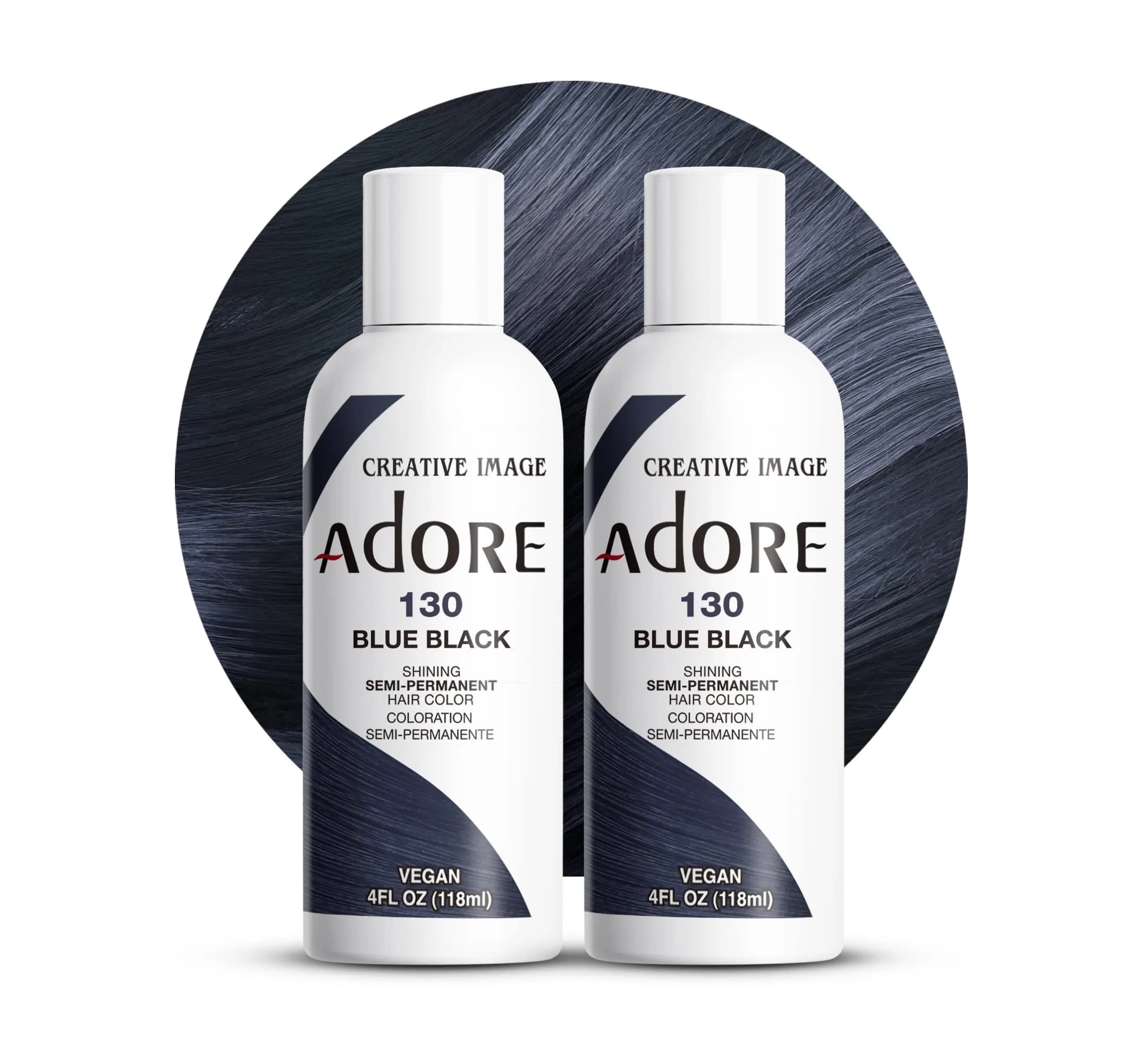 Adore Semi Permanent Hair Color 130 Blue Black 8 Fl Oz (2 Pack) | Vibrant Blue Black Hair Dye — 130 Blue Black
