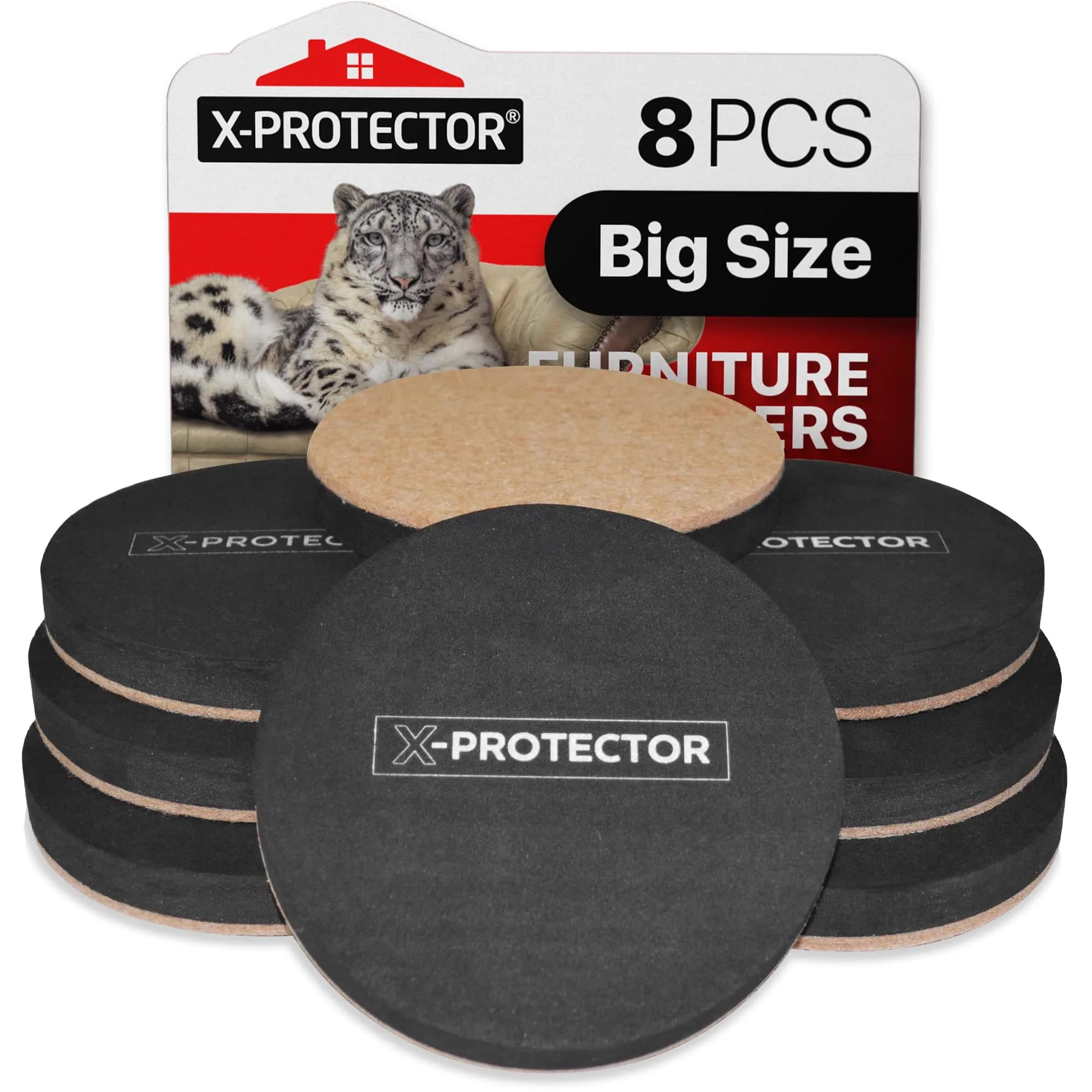 X-Protector Felt Furniture Sliders 16 pcs 3 1/2" | Heavy Duty Hardwood Floor Protectors — 8 PCS 4 3/4 inch